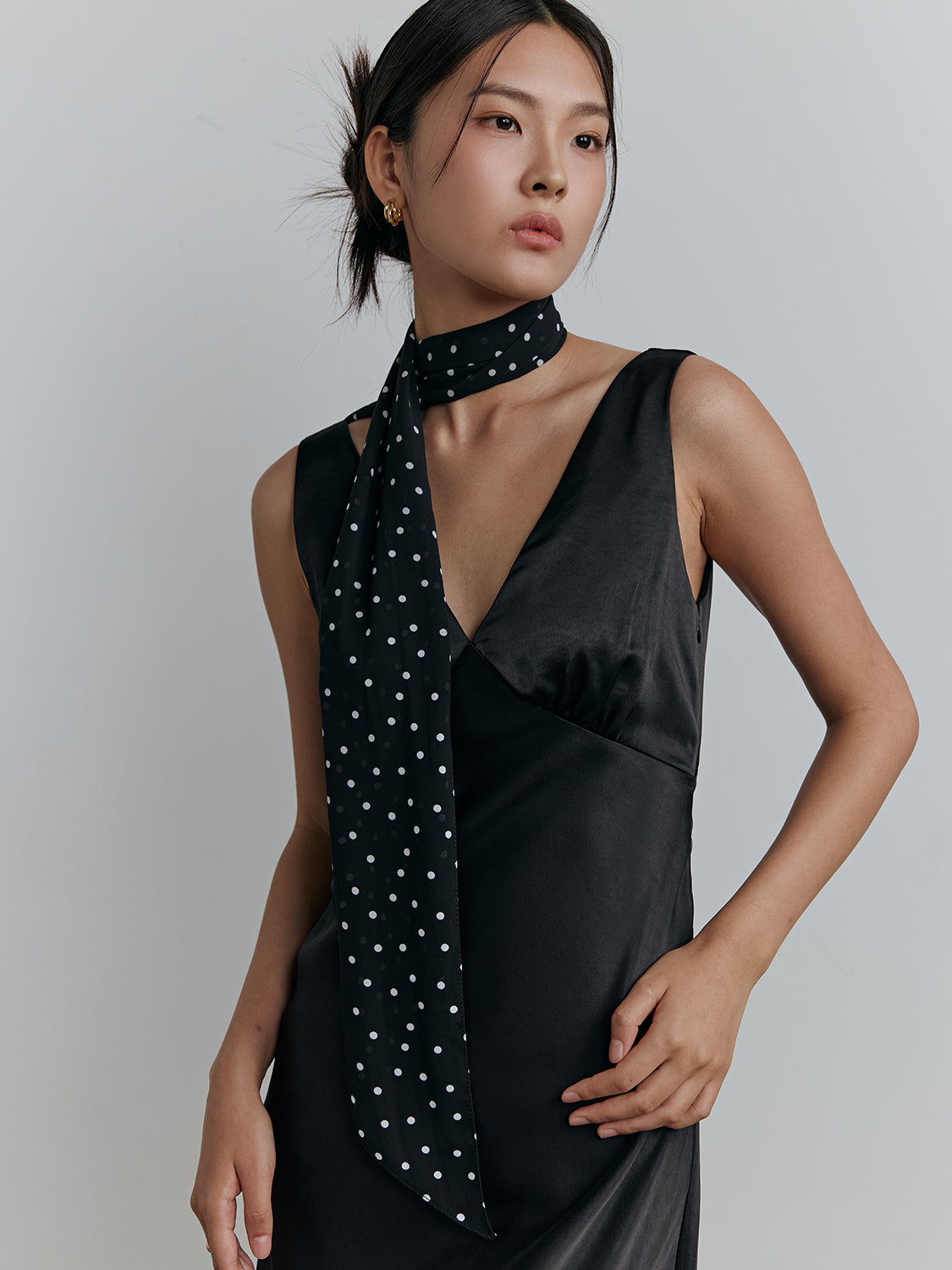black sheer polka dot