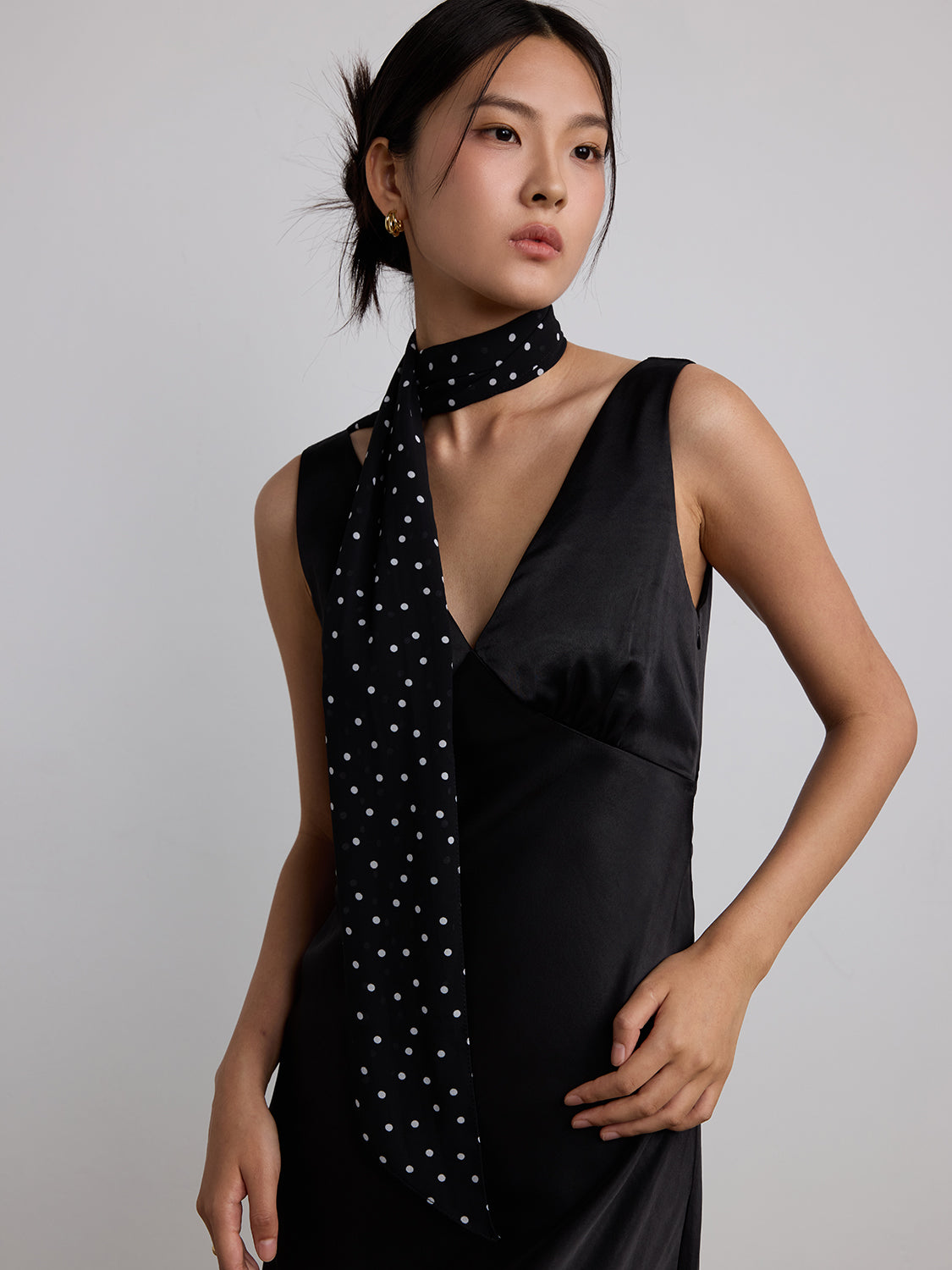 black sheer polka dot