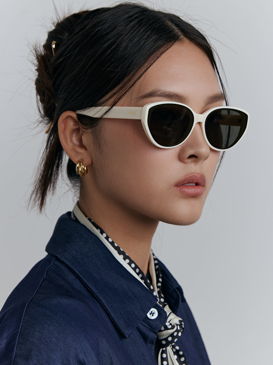 white frame with black lens