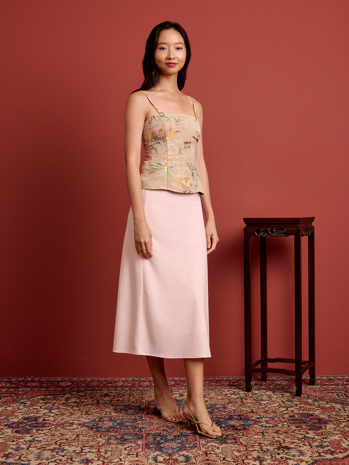 Orange Floral Brocade