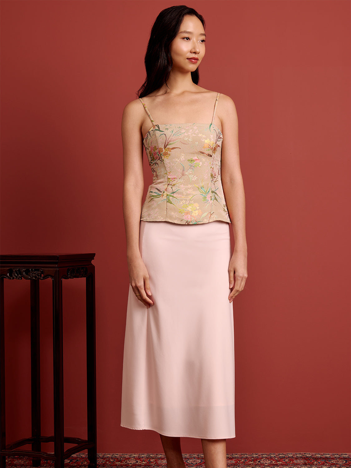 Orange Floral Brocade