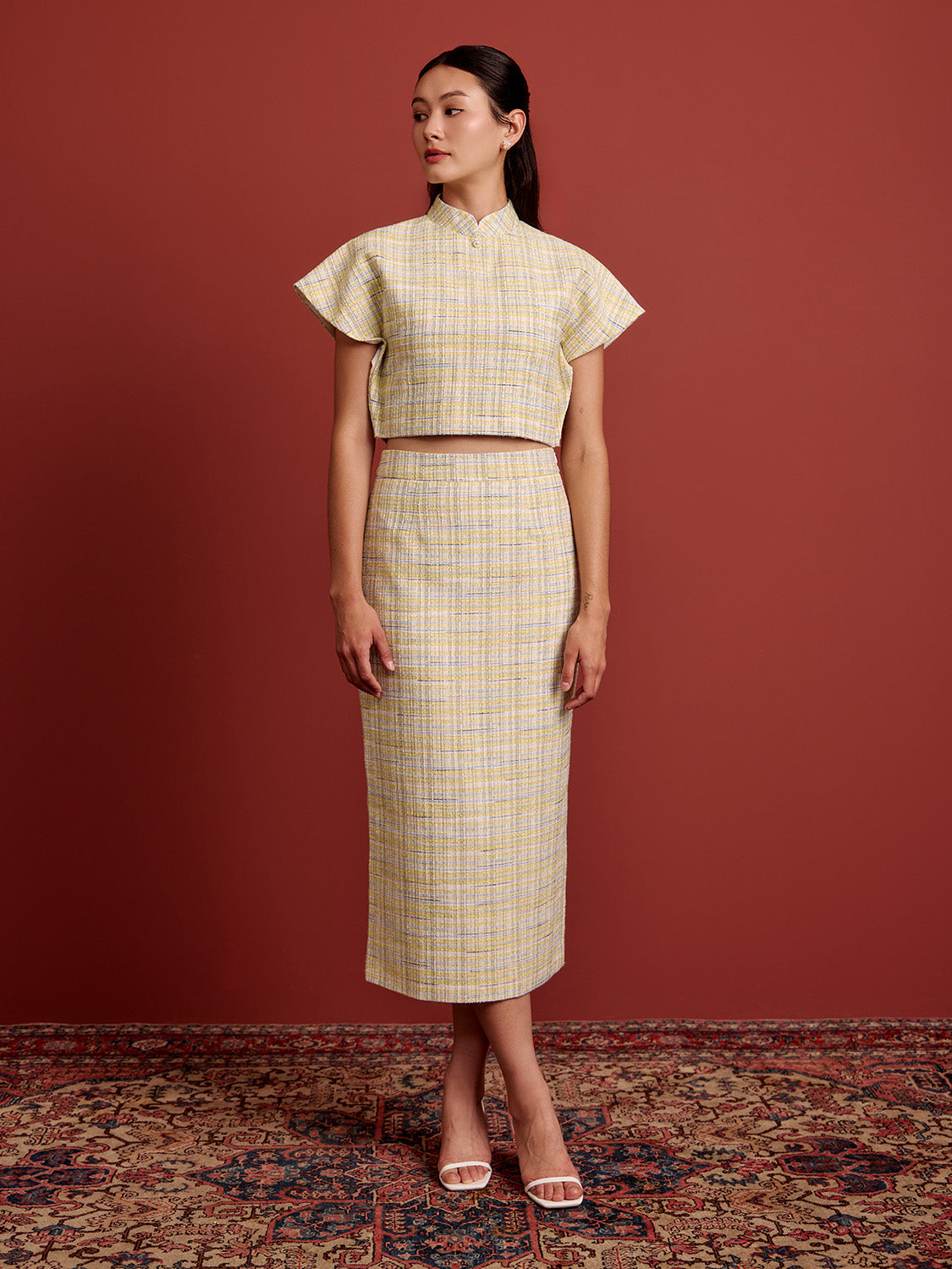 Blue Yellow Check Tweed