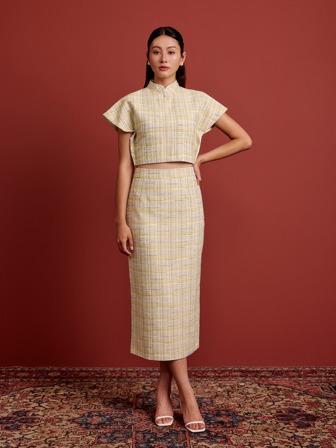 Blue Yellow Check Tweed