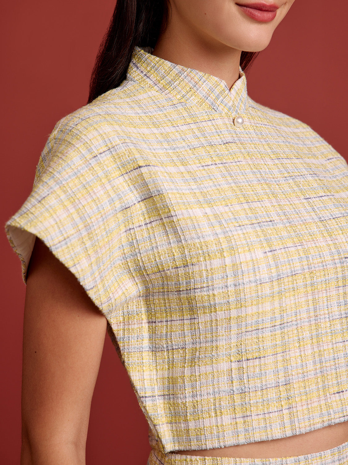 Blue Yellow Check Tweed