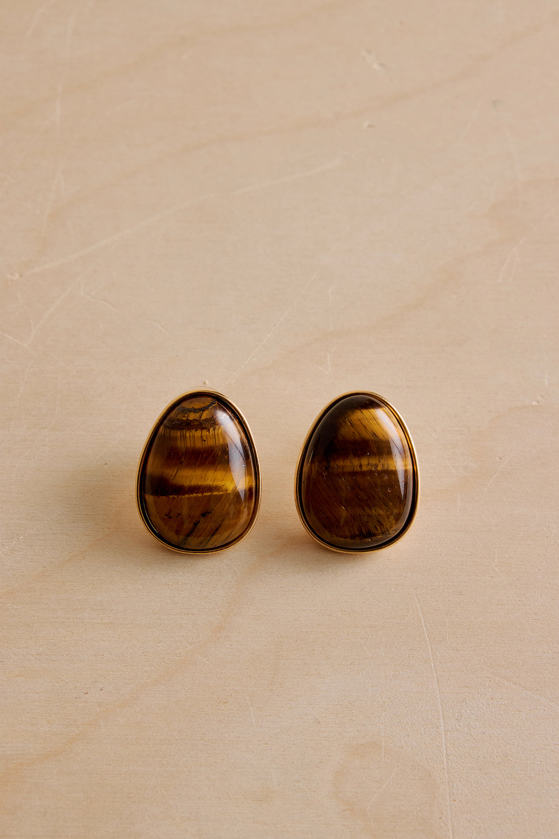 Tiger Eye Stone with Gold Trim