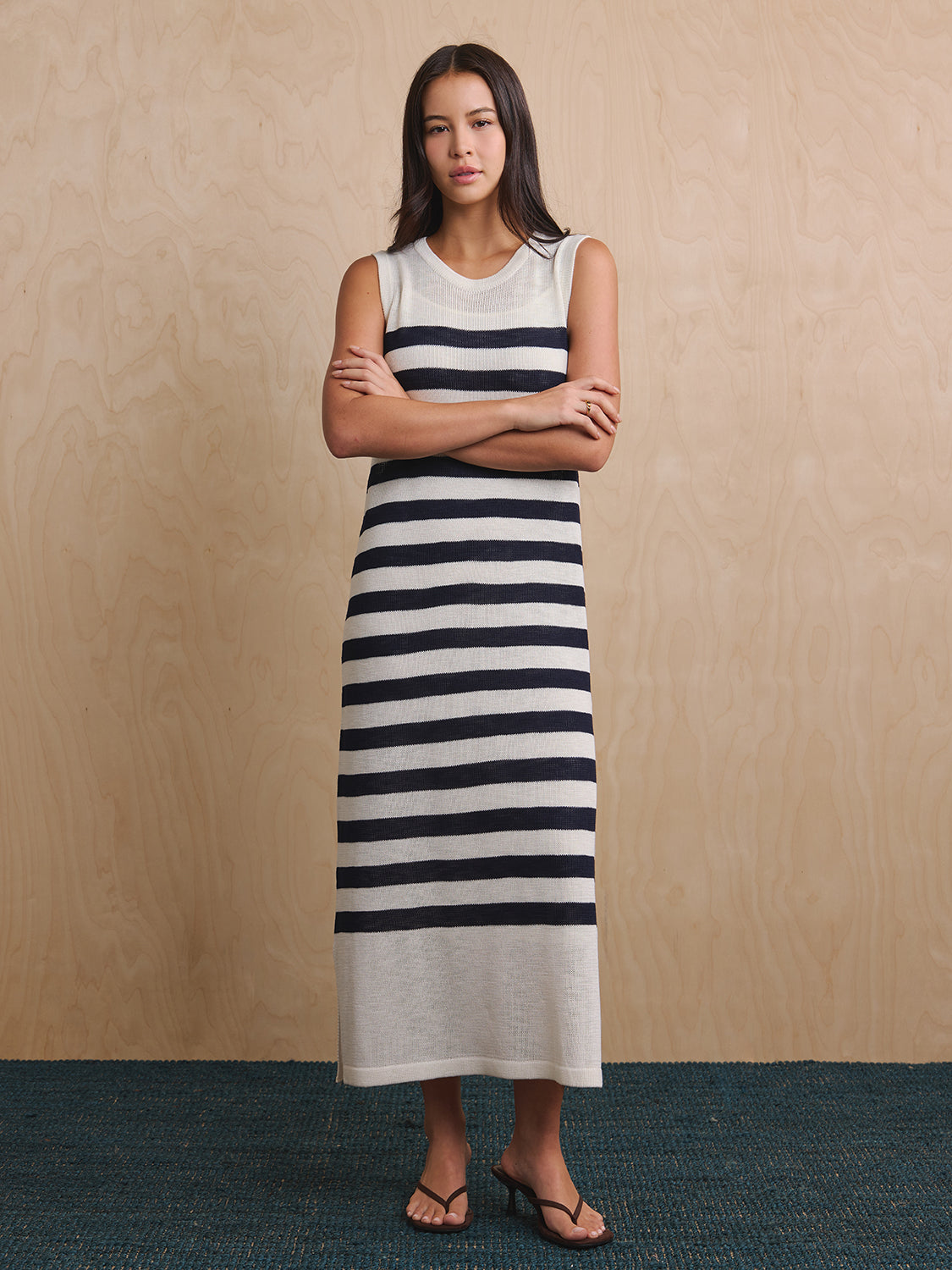 White Navy Stripe