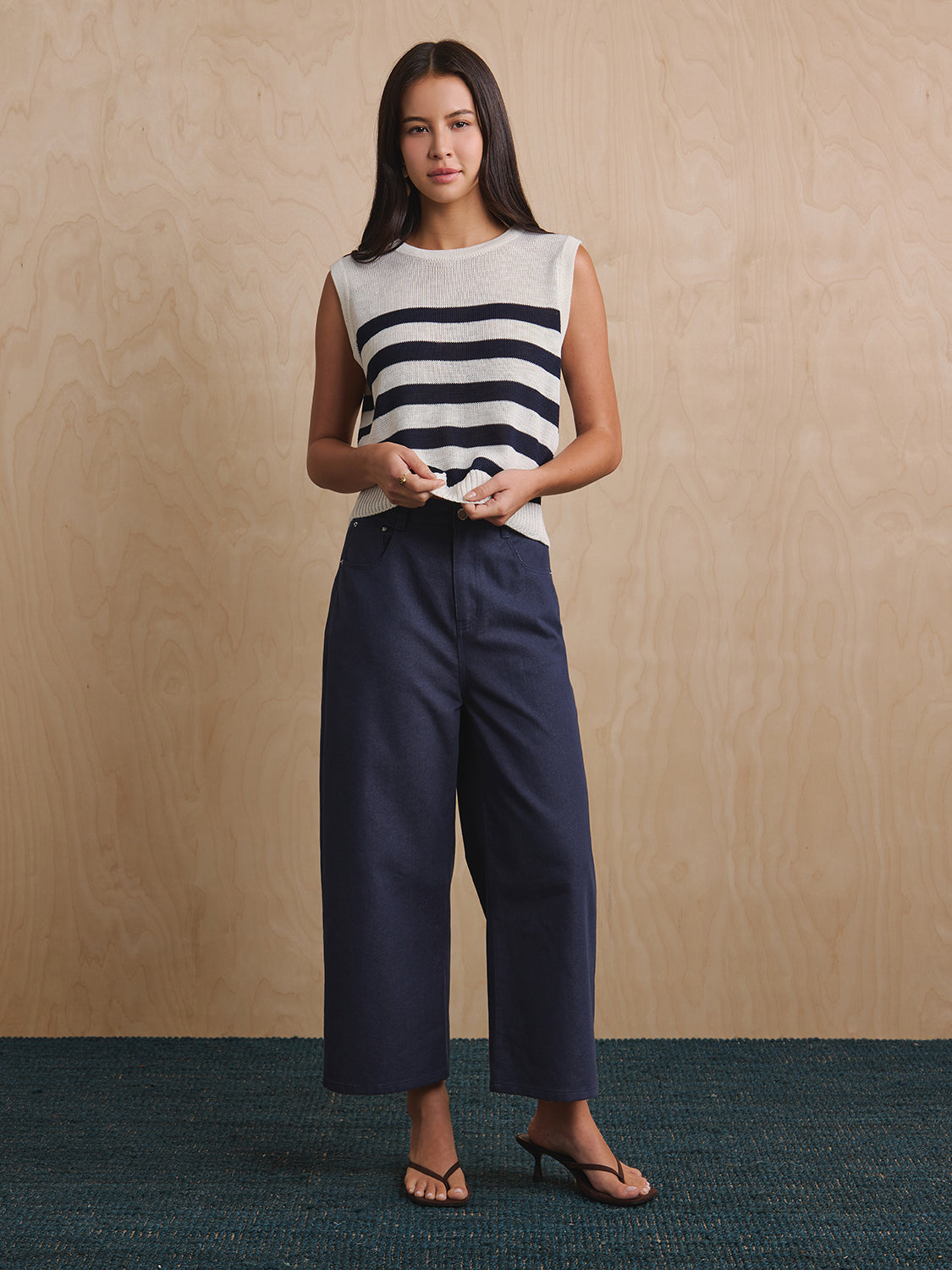 White Navy Stripe