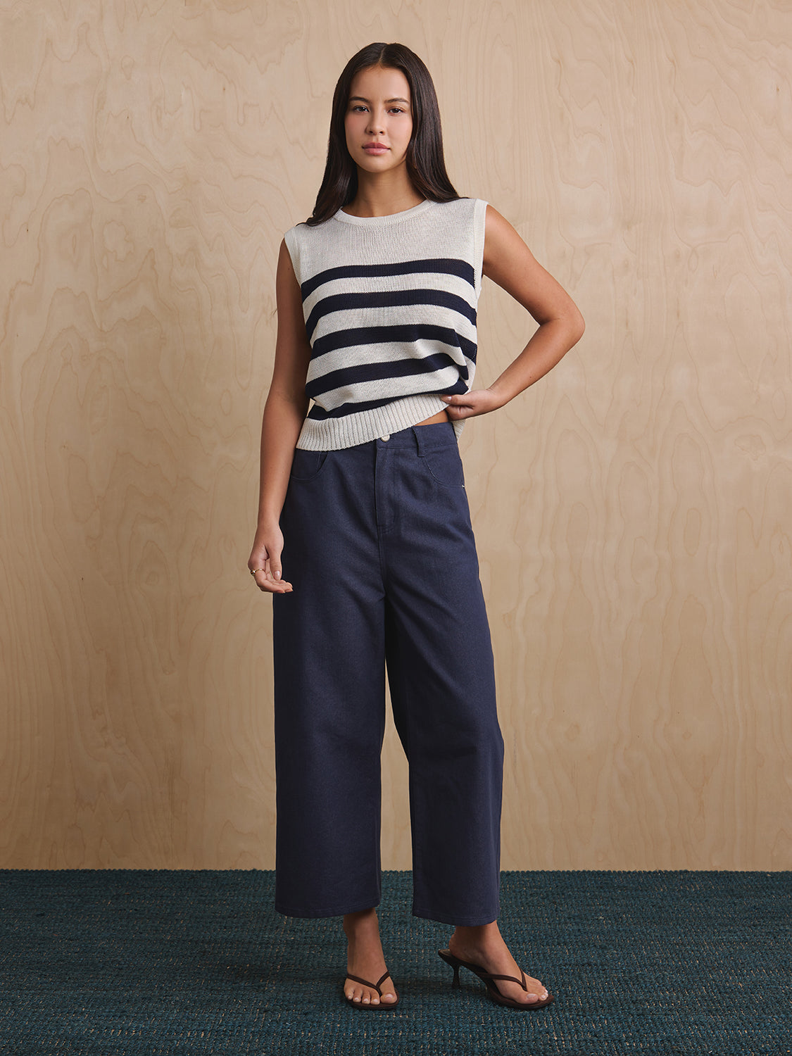 White Navy Stripe
