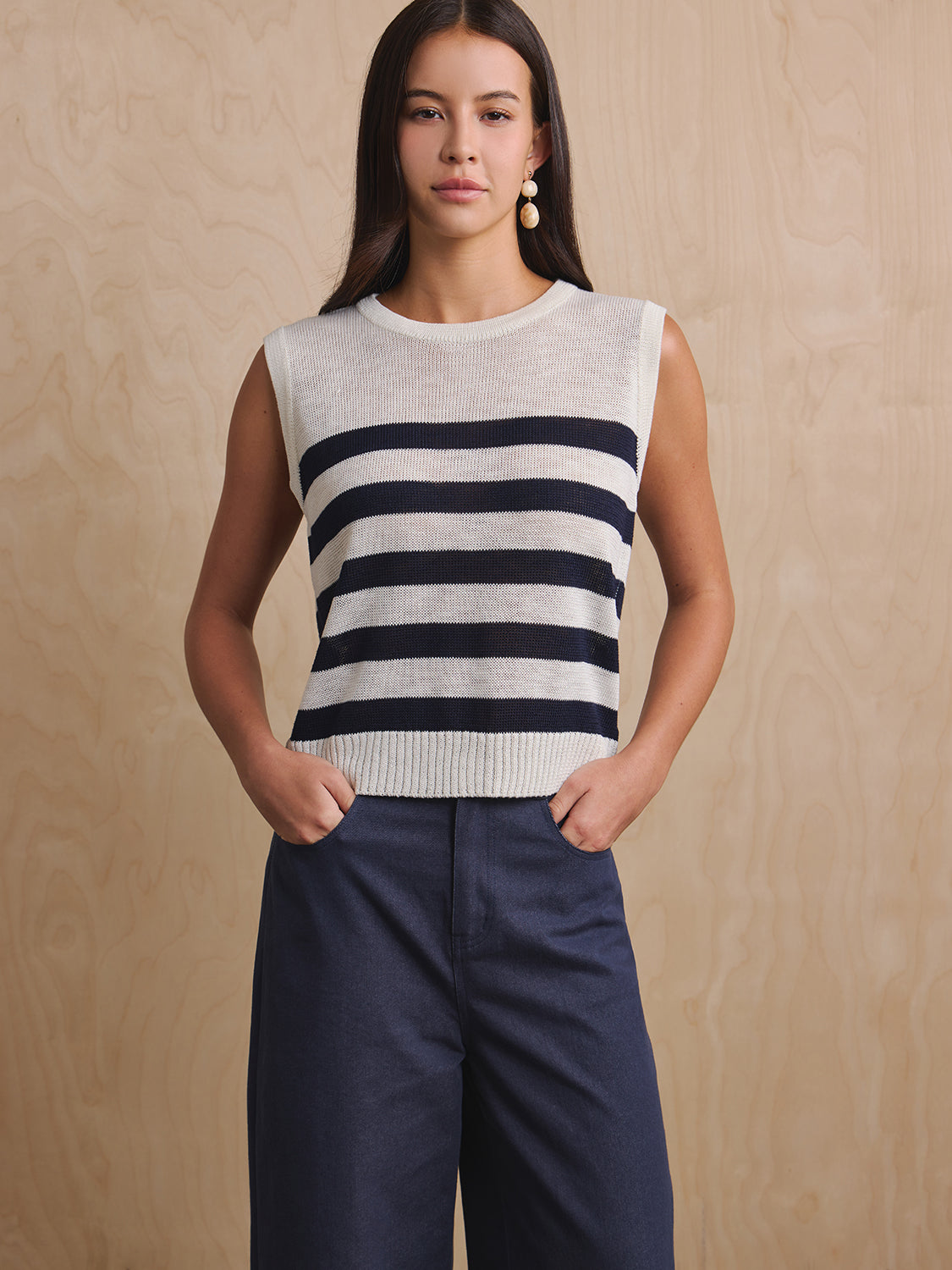 White Navy Stripe