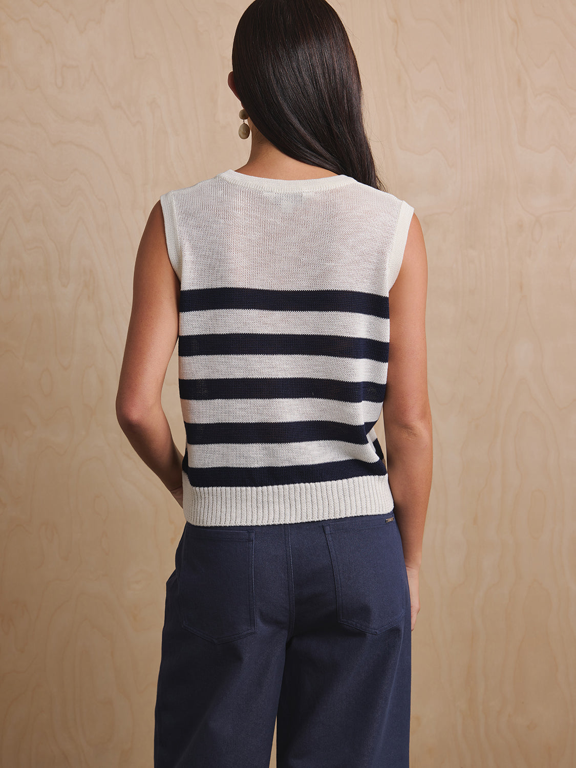 White Navy Stripe