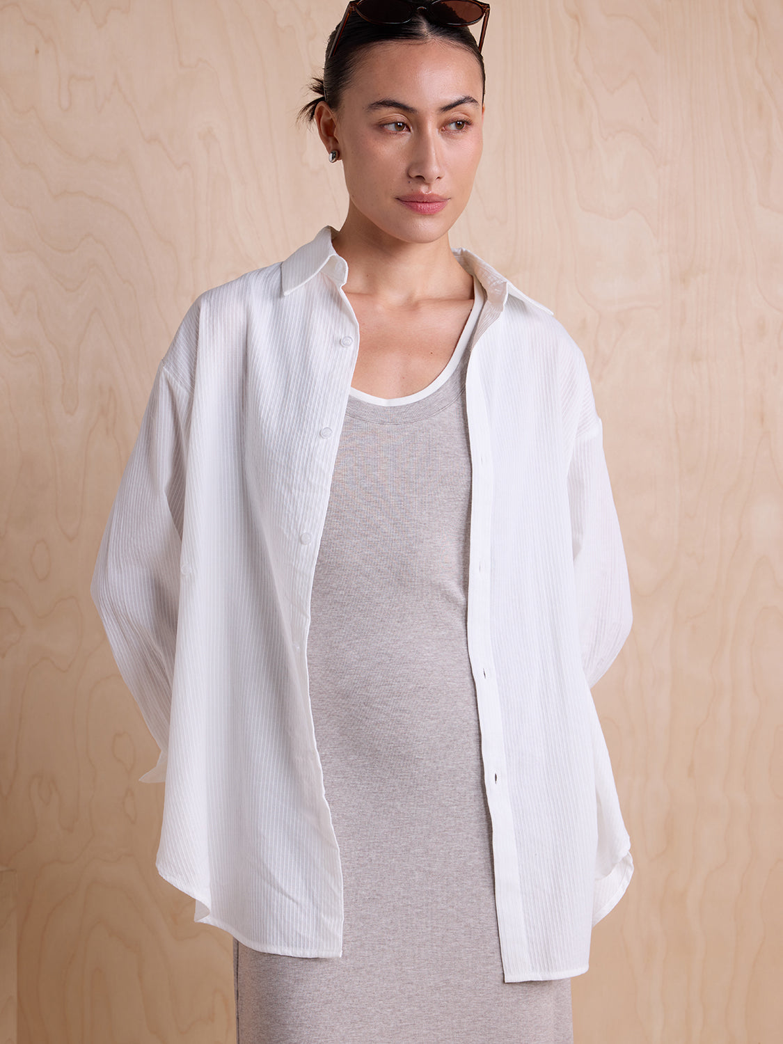 white sheer stripe