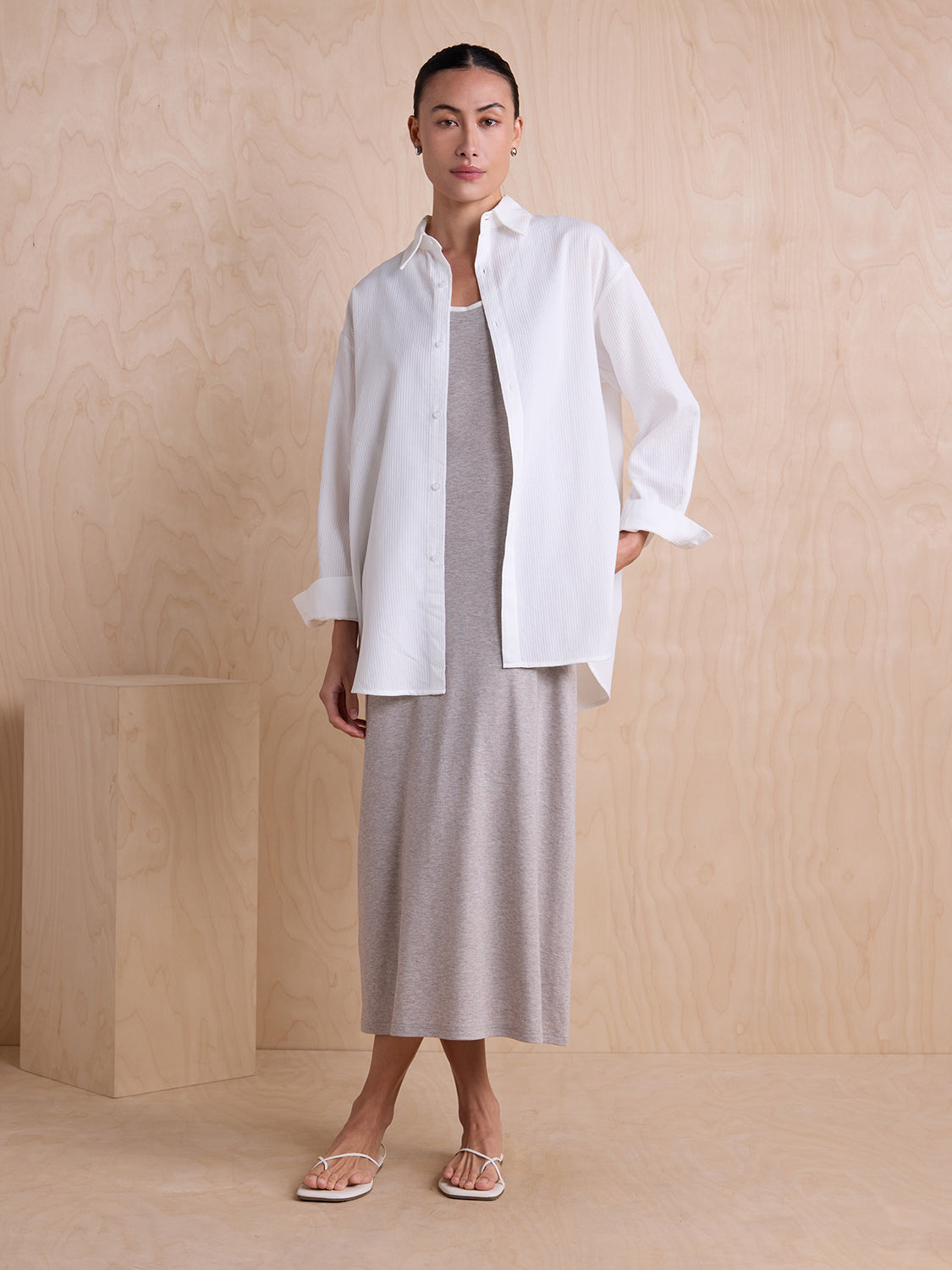 white sheer stripe