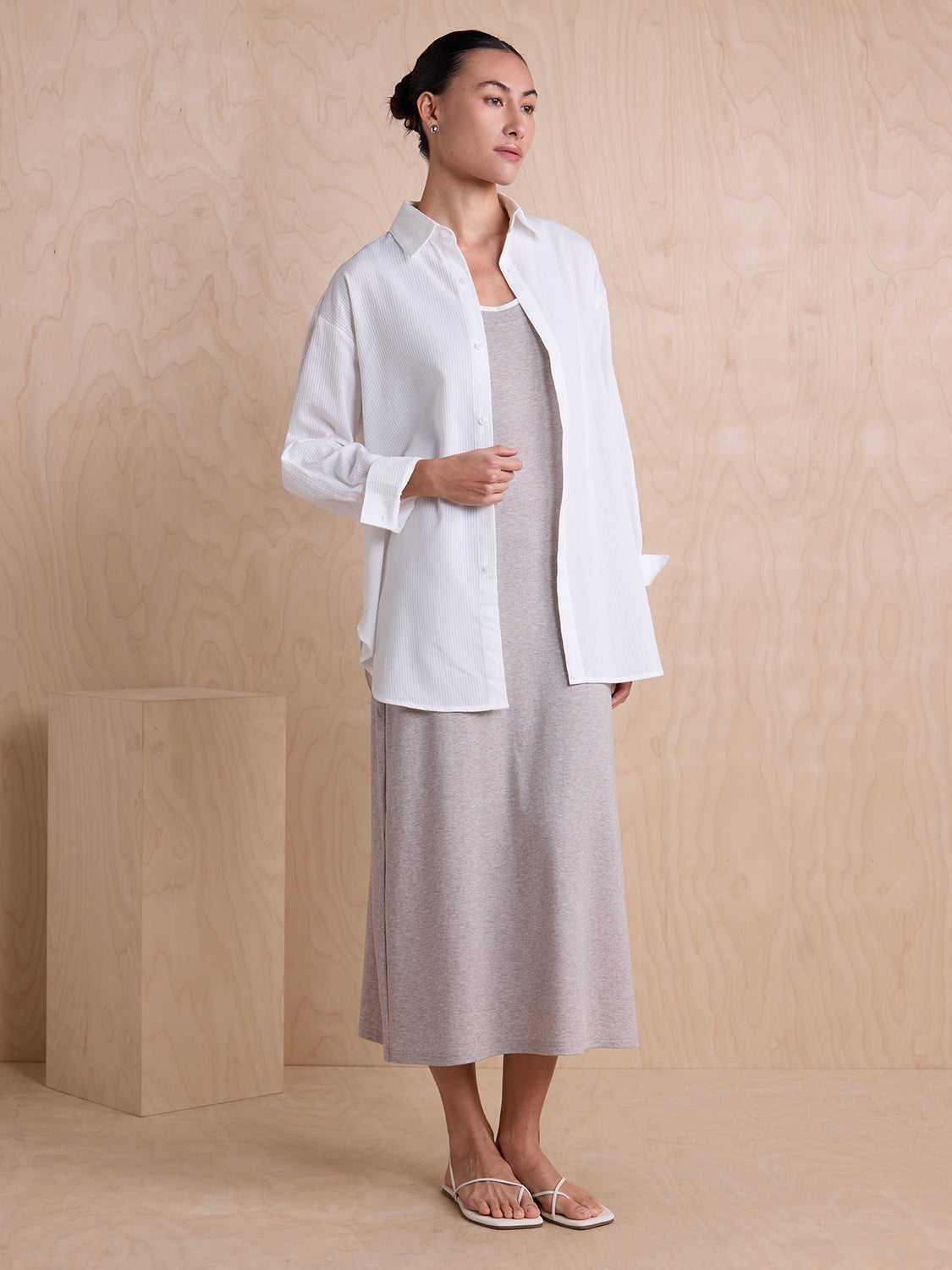 white sheer stripe
