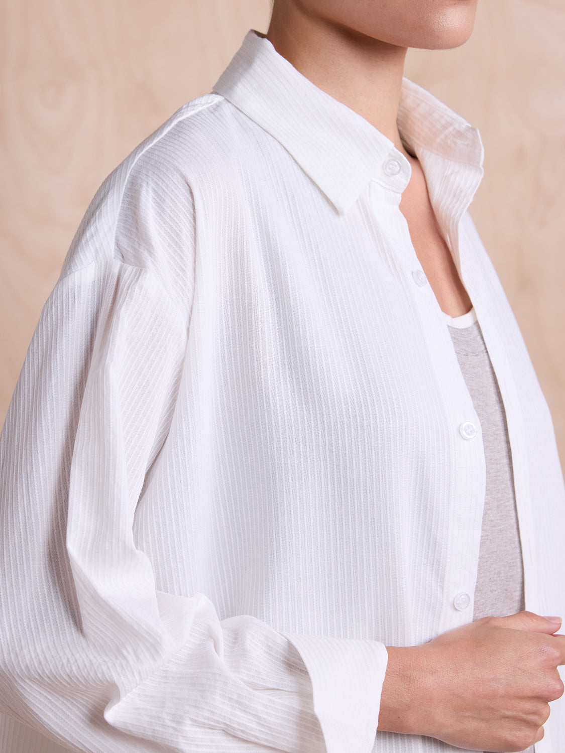 white sheer stripe