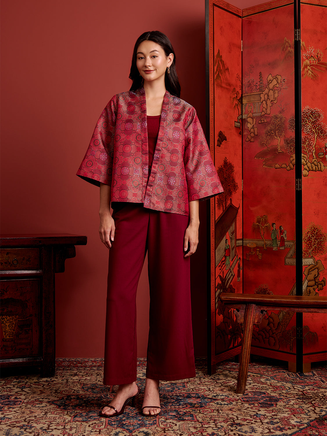 Red-Burgundy Brocade