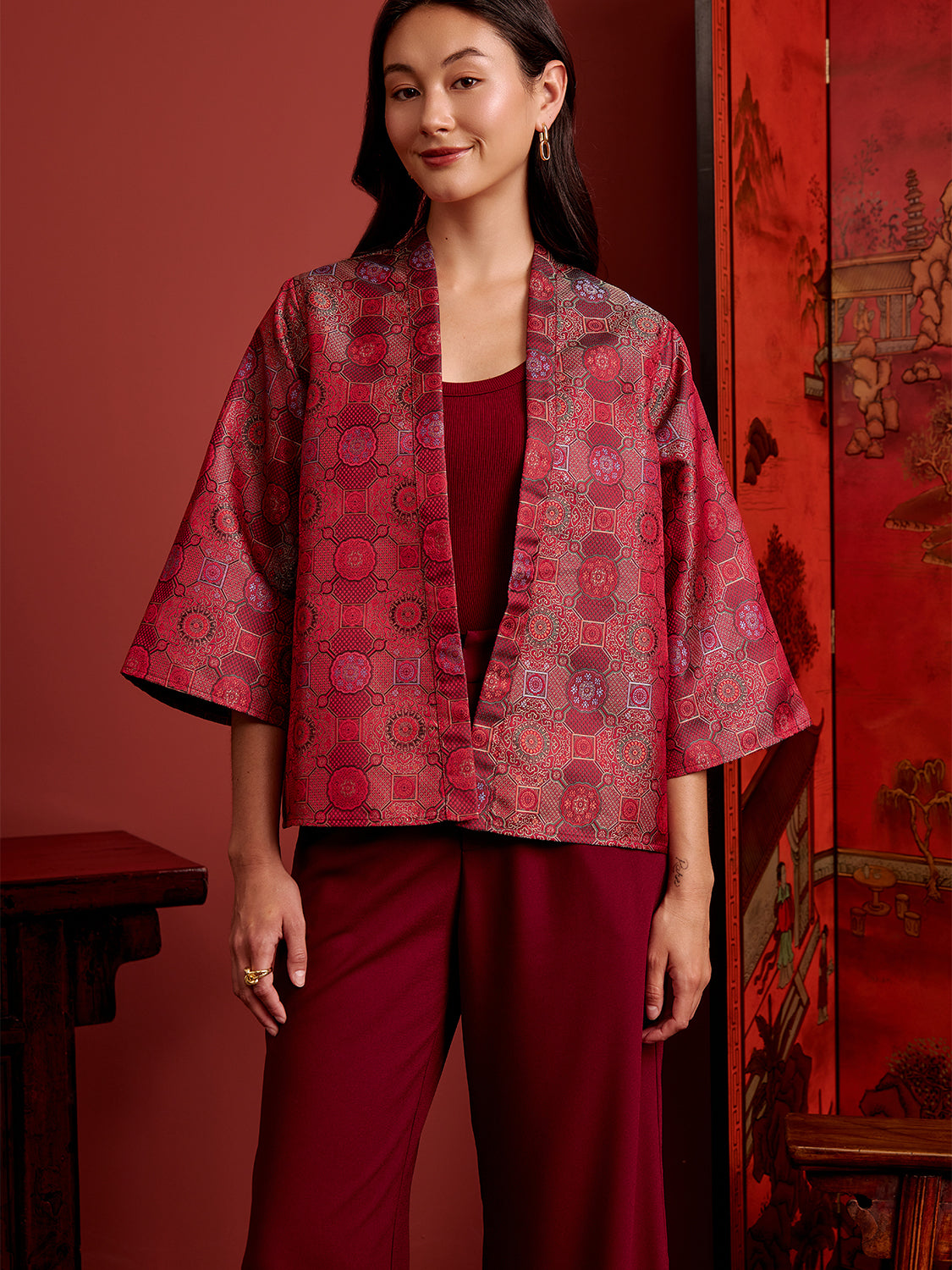 Red-Burgundy Brocade