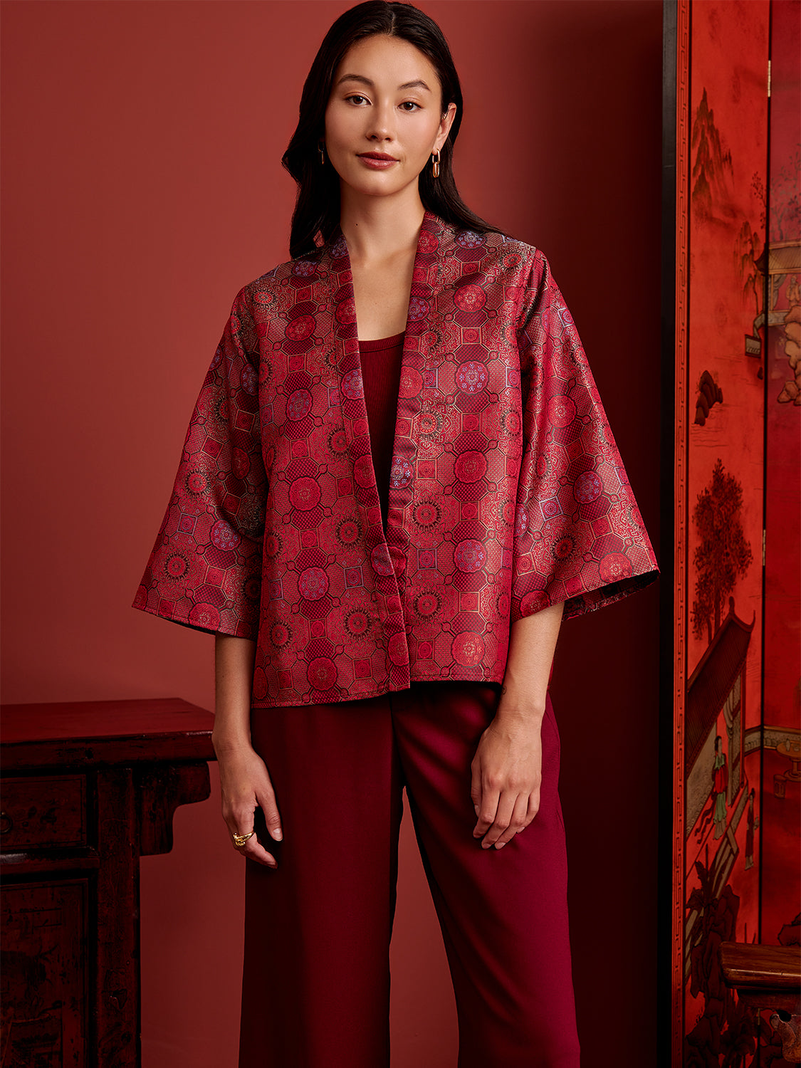 Red-Burgundy Brocade
