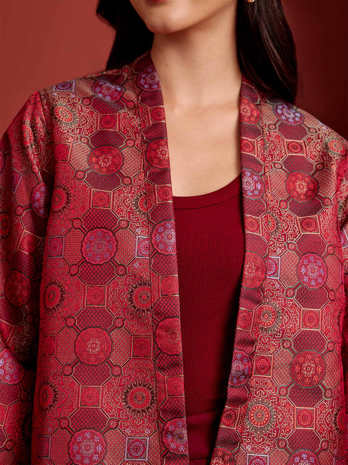 Red-Burgundy Brocade