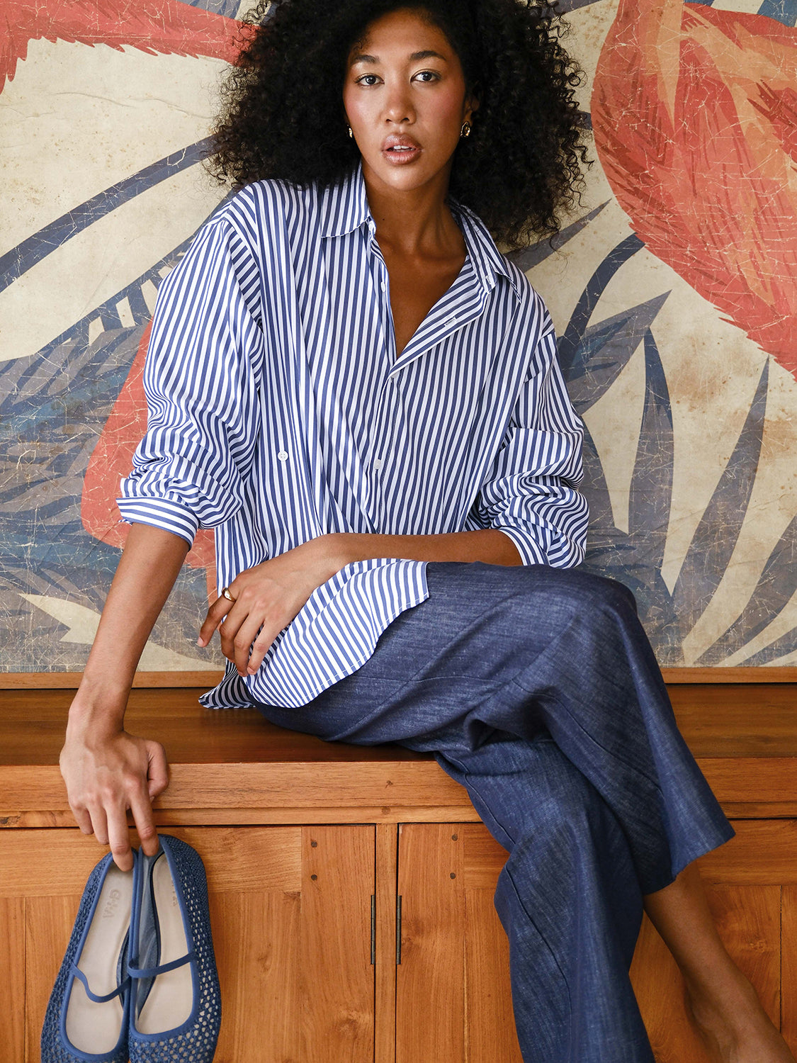 Navy White Stripe