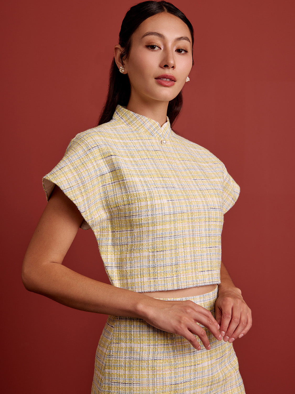 Blue Yellow Check Tweed
