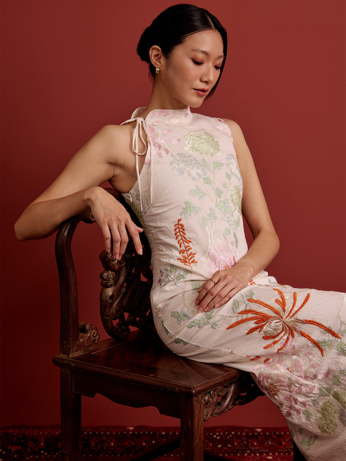 Pink Orange Embroidery