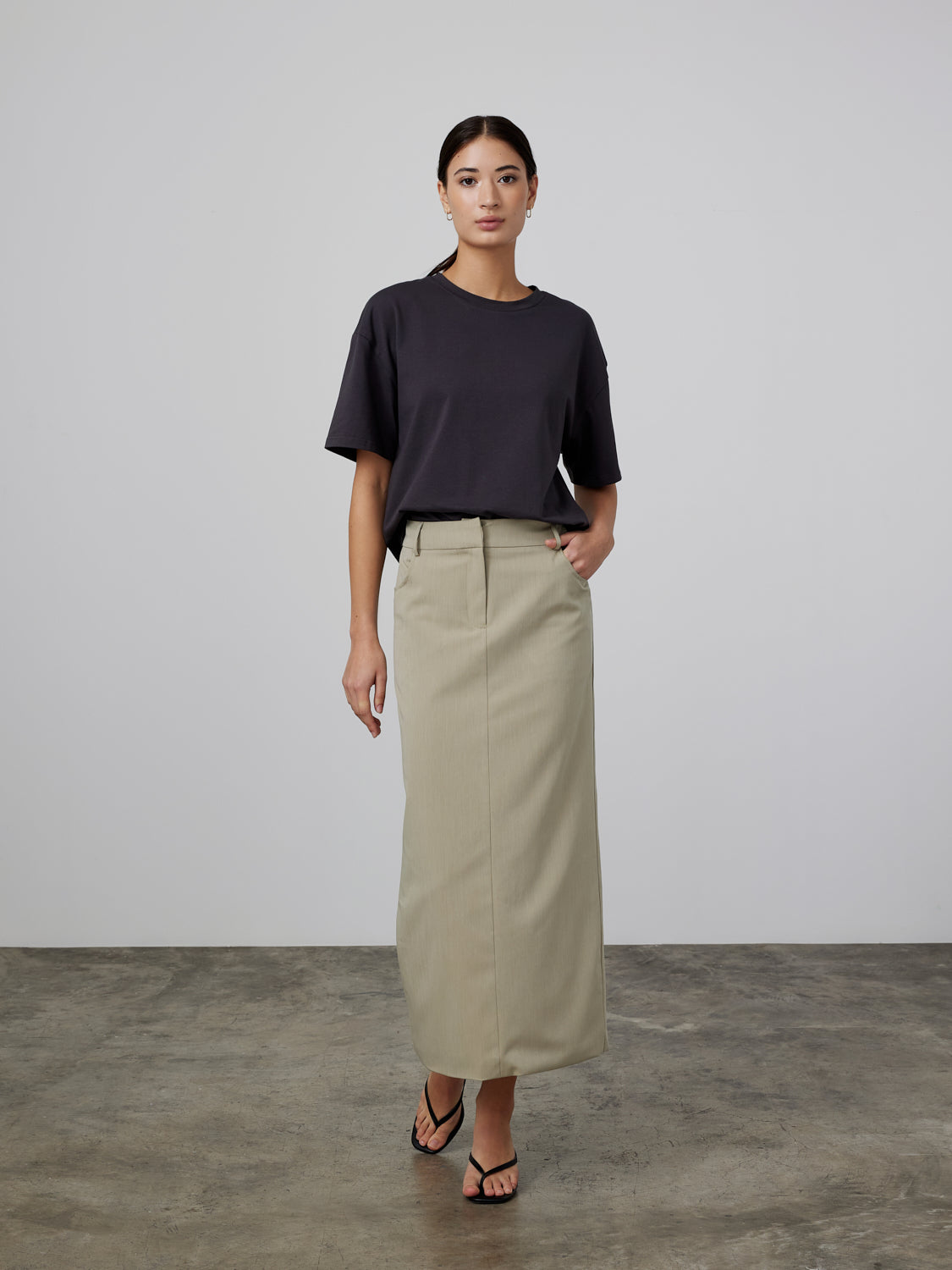 Khaki pencil skirt with belt loops best sale