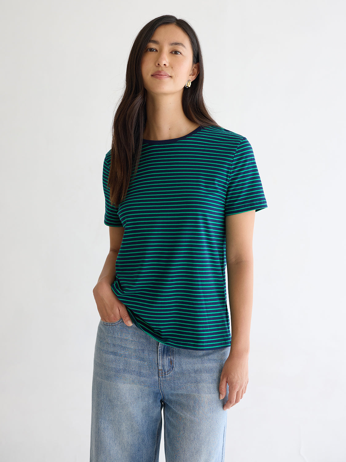 Navy Green Stripe