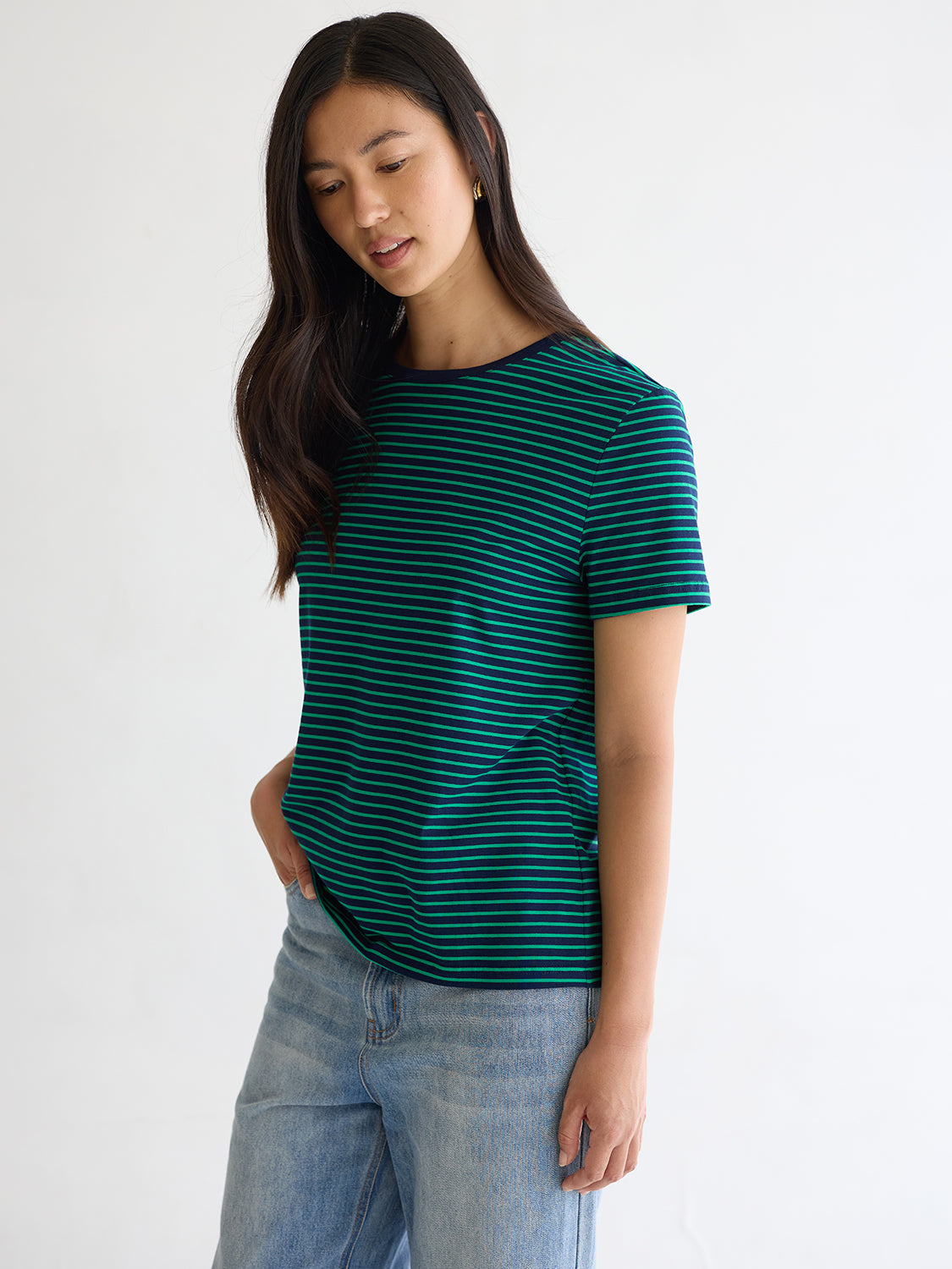Navy Green Stripe
