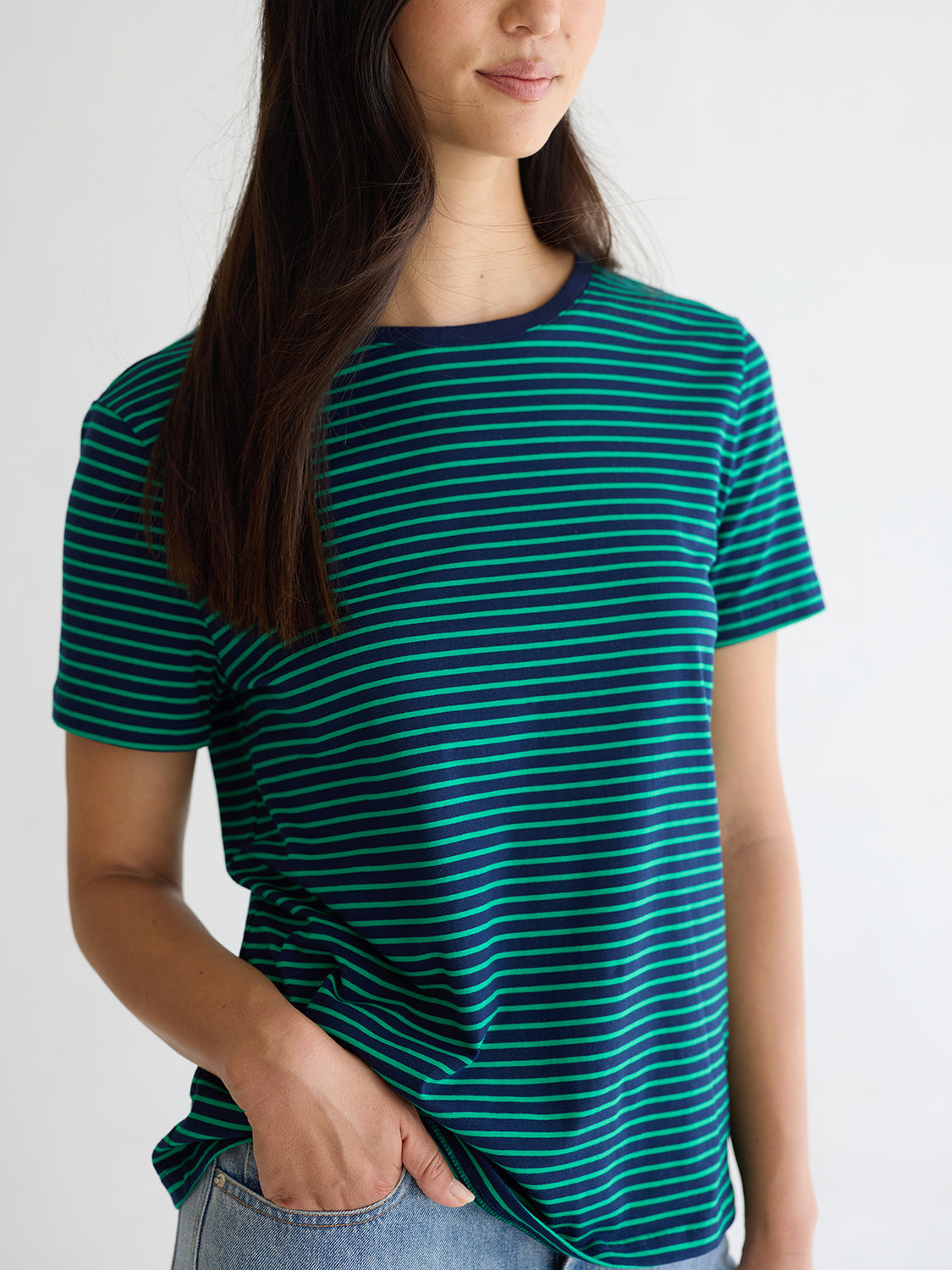Navy Green Stripe