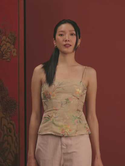 Orange Floral Brocade