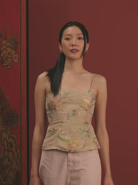 Orange Floral Brocade