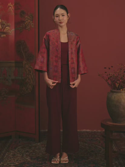 Red-Burgundy Brocade