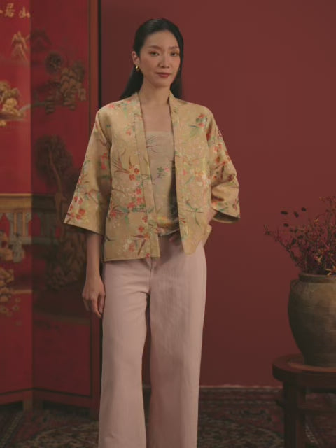 Orange-Floral Brocade